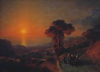 View of the Sea from the Mountains at Sunset. Crimea, 1864, aivazovsky