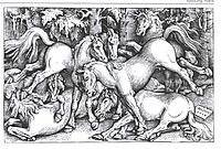 Group of Seven Wild Horses, 1534, baldung