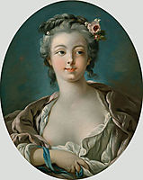 Young Woman with Flowers in Her Hair  wrongly called Portrait of Madame Boucher, c.1734, boucher