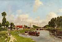 Barges on the canal at Saint-Valery-sur-Somme, 1891, boudin