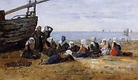 Berck, Group of Fishwomen Seated on the Beach, boudin