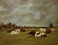 Cows in a Meadow, Morning Effect, c.1882, boudin