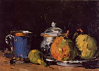 Sugar Bowl, Pears and Blue Cup, c.1866, cezanne