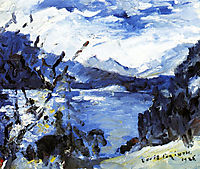 The Walchensee with Mountain Range and Shore, 1925, corinth