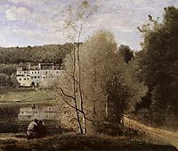 The Pond and the Cabassud Houses at Ville d-Avray, 1860, corot