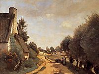A Road Near Arras (Cottages), c.1858, corot