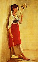Young Italian Woman from Papigno with Her Spindle, c.1827, corot
