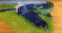 Peasant Woman Stretched out on the Grass, 1890, cross