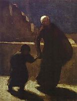 Woman and Child on a Bridge, c.1848, daumier