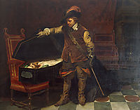 Cromwell before the Coffin of Charles I  , 1849, delaroche
