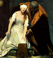 The Execution of Lady Jane Grey detail, 1834, delaroche