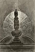 Perched upon a bust of Pallas, dore