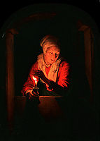 Old woman with a candle, dou