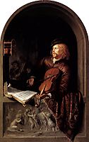 Violin player, 1653, dou