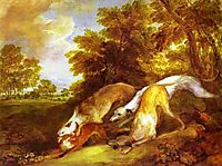 Greyhounds coursing a fox , 1785, gainsborough