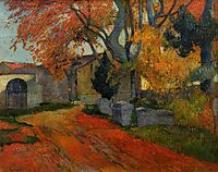 Lane at alchamps, Arles, 1888, gauguin