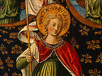 Saint Ursula with Angels and Donor (detail), 1455, gozzoli