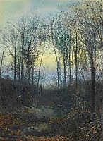 Wooded valley, probably Bolton Woods Lovers in a woodland clearing a pair, grimshaw