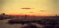 Duck Hunters in a Twilight Marsh, 1866, heade