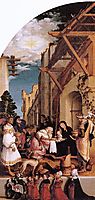Oberried Altarpiece, left interior wing - The Adoration of the Magi, 1522, holbein