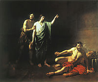 Joseph interpreting dreams to butler and baker, concluded with him in prison, 1827, ivanov