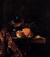 Still-Life with Glass Goblet and Fruit, 1655, kalf