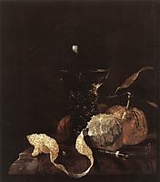 Still-Life with Lemon, Oranges and Glass of Wine, 1664, kalf