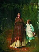 Portrait of Sofia Nikolaevna and Sophia Ivanovna Archaeology wife and daughter of the artist , 1875, kramskoy