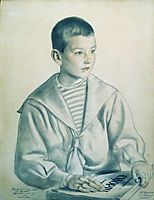 Portrait of Mitya Shostakovich, 1919, kustodiev