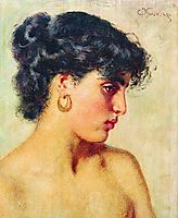 Portrait of dark-haired beauty, makovsky