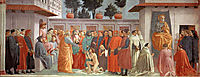 Raising of the Son of Teophilus and St.Peter Enthroned, 1427, masaccio