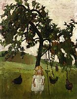 Elizabeth with Hens under an Apple Tree, 1902, modersohnbecker
