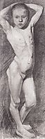 Nude Girl Standing, arms folded behind his head, c.1899, modersohnbecker