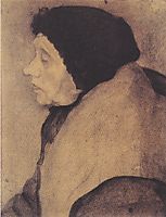 Old woman with a bonnet in profile to the left, c.1899, modersohnbecker