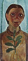 The painter with camellia branch (Self Portrait), 1907, modersohnbecker
