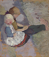 Two children sit on a meadow, modersohnbecker