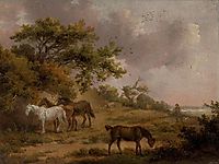 Landscape with Four Horses, morland