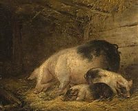 Sow and Piglets in a Sty, morland