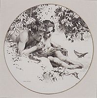 Reproduction template for the middle part of the leaf love for Gerlach-s allegories. New Series, Plate 30, c.1895, moser