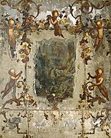 Mirror Decorated with Putti, Flowers and Acanthus Scrolls, nuzzi