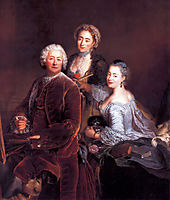Self-portrait with Daughters, 1754, pesne
