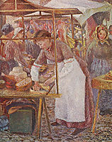 The pork butcher at The market, 1883, pissarro
