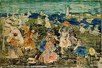 Beach Scene with Lighthouse (also known as Children at the Seashore), c.1902, prendergast