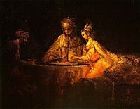 Assuerus, Haman, and Esther, 1660, rembrandt