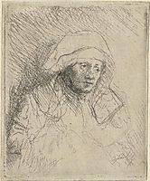 Sick woman with a large white headdress (Saskia), rembrandt