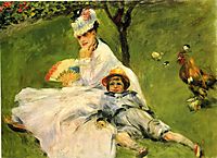 Camille Monet and Her Son Jean in the Garden at Argenteuil, 1874, renoir
