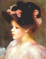 Girl with a pink and black hat, c.1890, renoir