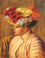 Young woman in a flowered hat, 1892, renoir