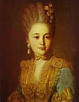 Portrait of an Unknown Woman in a Blue Dress with Yellow Trimmings, c.1760, rokotov