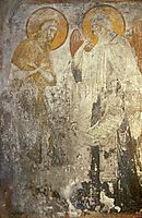 Angel presents Monk Pachomius cenobitic monastic charter., c.1400, rublev